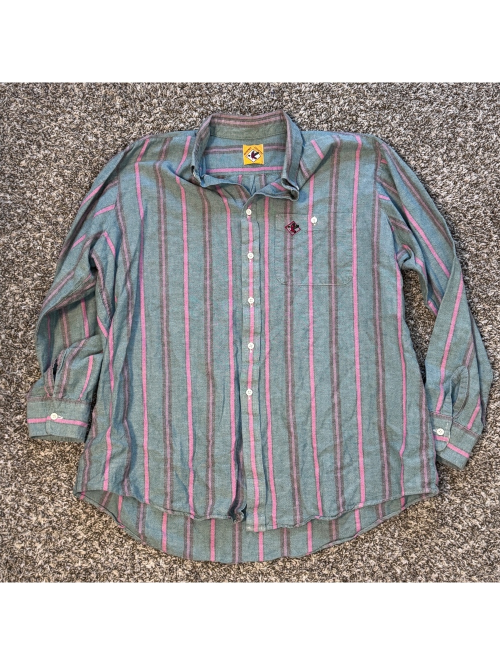 Vintage Raintree Country Striped Button Down Shirt Mens 90s Y2K Pink Blue